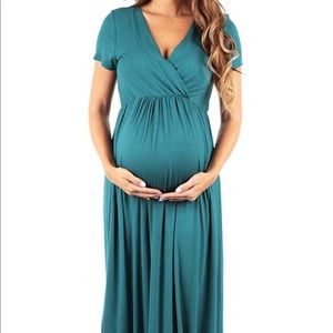 Mother to Be teal maxi dress